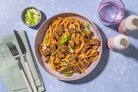 Beef Stroganoff Style Noodles with Irish Bacon