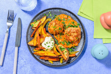 Kleine half-om-half hamburgers met tapenade-roomsaus