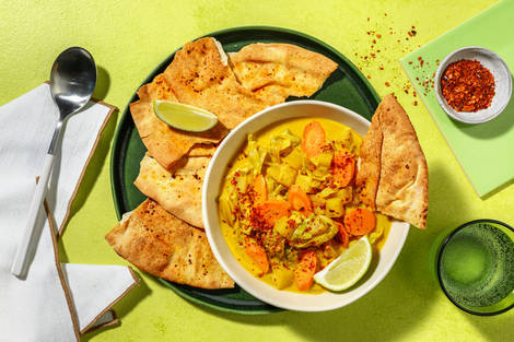 Goldenes Curry mit Spitzkohl 