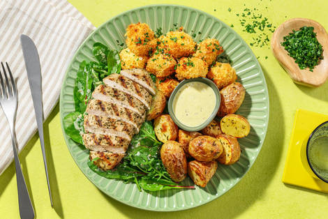 Knusprige Blumenkohl Nuggets & extra Bio-Hähnchenbrust