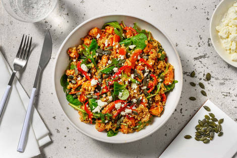 Salade de boulgour aux légumes rôtis et fromage de chèvre 