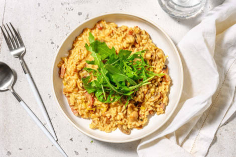 Oven-Baked Bacon & Mushroom Risotto