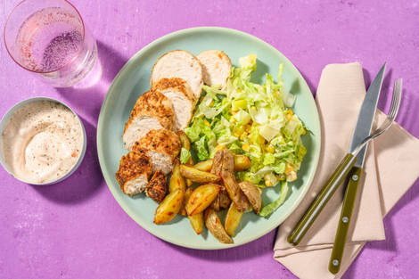 Cajun Bio-Chicken mit Salat in Buttermilch-Dressing