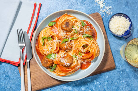 Lugubere linguine met veggie vollemaan-gehaktballetjes