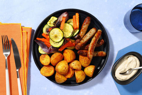 Cipollata Würstli mit Ofengemüse