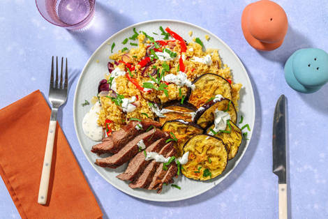 Steak met rozemarijn-aubergine en peterseliemayonaise