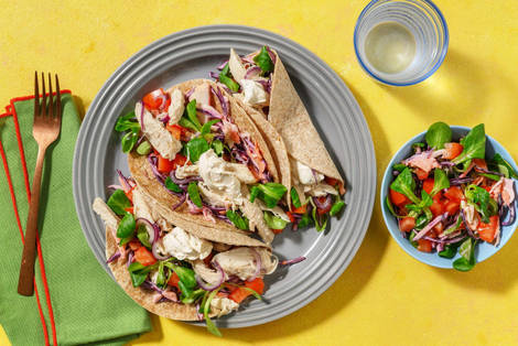 Wraps au poulet effiloché et coleslaw