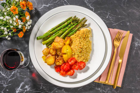 Pistachio Crusted Sea Bream and Smashed Potatoes