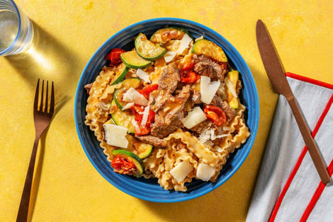 Mafaldine met biefstukreepjes