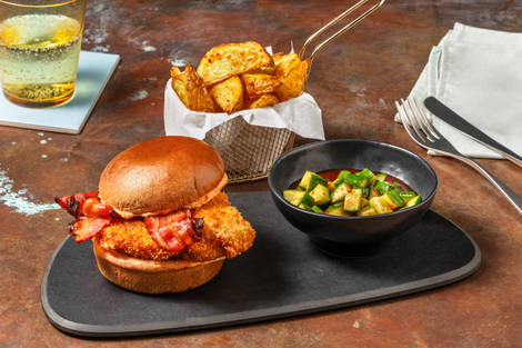 Fried Chicken and Honey Bacon Burger