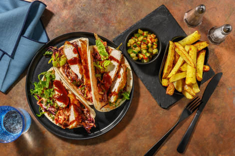Crispy Hoisin Chicken Tacos and Chips