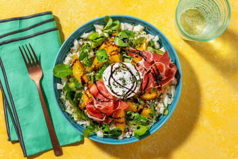 Salade met burrata en serranoham