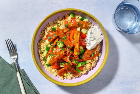 Émincés de porc laqués sur boulgour