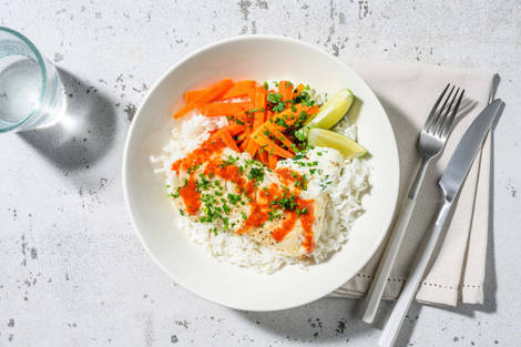 Cabillaud à la harissa en sauce au yaourt à l'ail