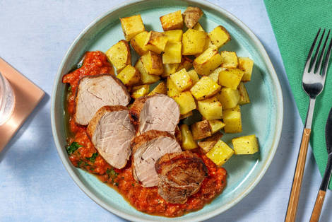 Bio-Schweinefilet mit Basilikum-Frischecreme