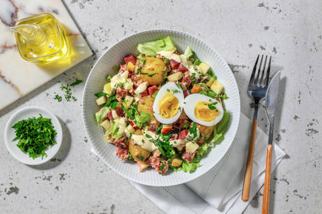 Tonijn-krieltjessalade met honing-mosterddressing 