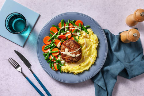 Wildzwijnburger in mosterdroomsaus