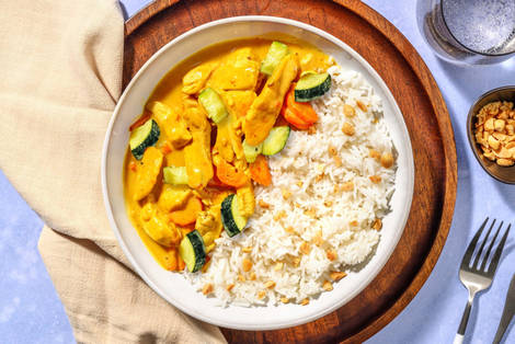 Stir Fry Poulet in mildem Erdnuss-Chili-Curry