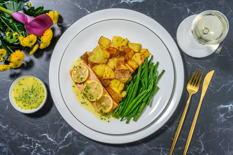 Roasted Salmon and Chive Butter Sauce