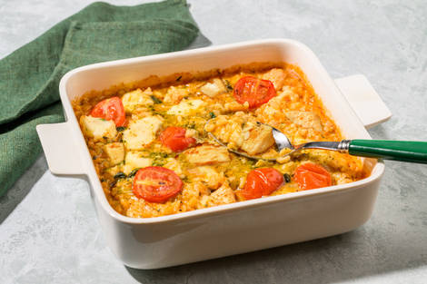 Oven-Baked Margherita Inspired Chicken Risotto