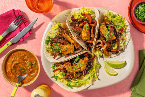 Fajita-Tacos mit veganen Filetstreifen