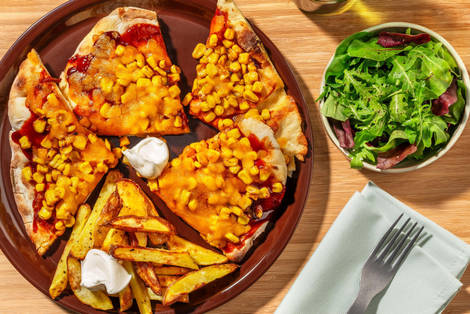 Cheesy BBQ Sweetcorn Naanizza