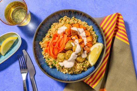 Falafel and Bulgur Tabbouleh Mezze Bowl
