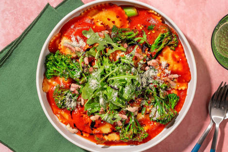 Bacon, Parmigiano and Parma Ham Pasta Arrabbiata