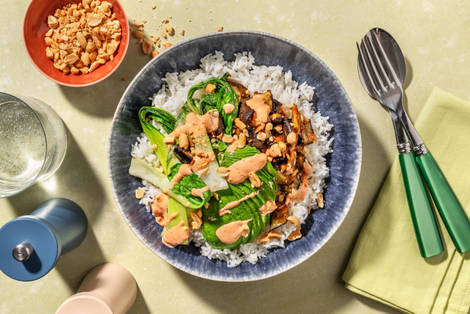 Sticky Miso Aubergine Rice Bowl