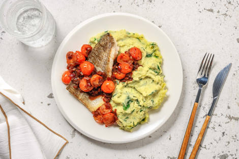 Heekfilet met pistou-aardappelpuree