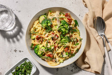Spaghetti fondants à la courgette et au fromage de chèvre
