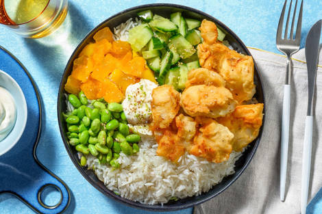 Pokébowl met gefrituurde kip