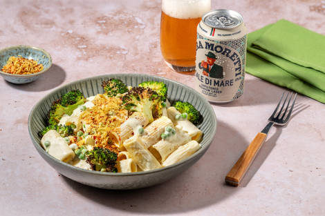Creamy Lemon Rigatoni and Roasted Broccoli