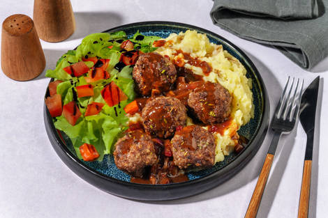 Rosemary Lean Beef Meatballs and Mash