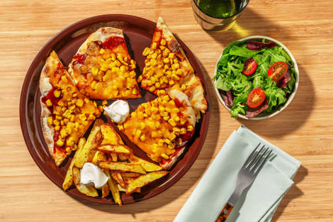 Cheesy BBQ Sweetcorn Naanizza