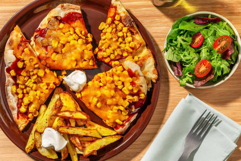 Cheesy BBQ Sweetcorn Naanizza