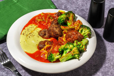 Beef Meatballs in Spicy Cajun Leek and Tomato Sauce