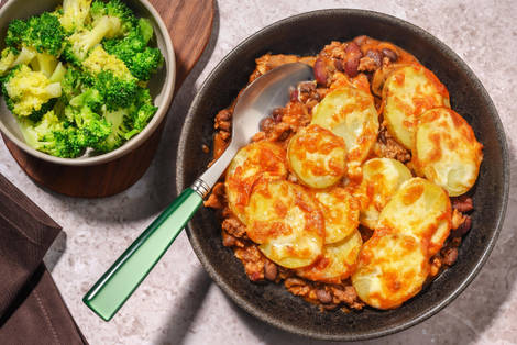 Beef Mince, Mushroom, Bean and Red Wine Hotpot