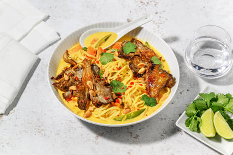 Cremet østershatte-'laksa'