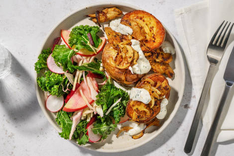 Bakad potatis och vegostrimlor