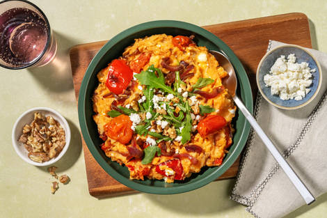  Belgisk "stoemp" på sötpotatis och rostade grönsaker