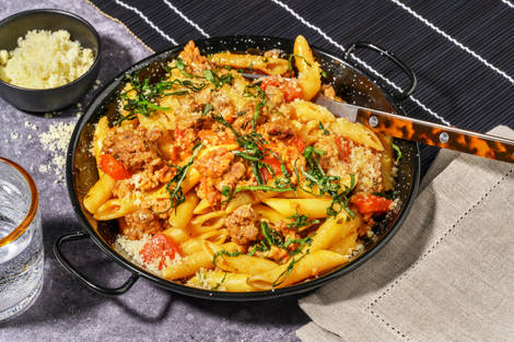 Hurtig svine- og kalvekøds-'arrabiata'