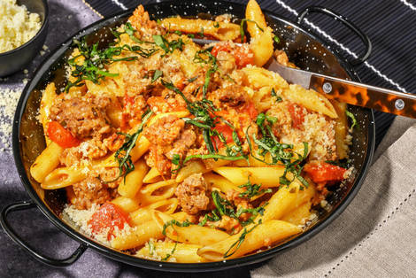 Arrabiata på blandfärs