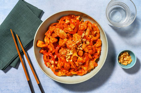 Gochujang Chicken and Homemade Scissor-Cut Short Noodles