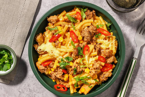 TexMex-pasta med svinekjøttdeig