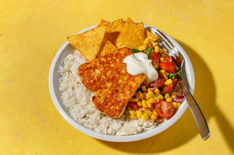 Snabb mexikansk halloumibowl