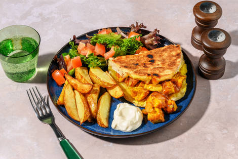 North Indian Spiced Double Chicken Stuffed Cheesy Naan