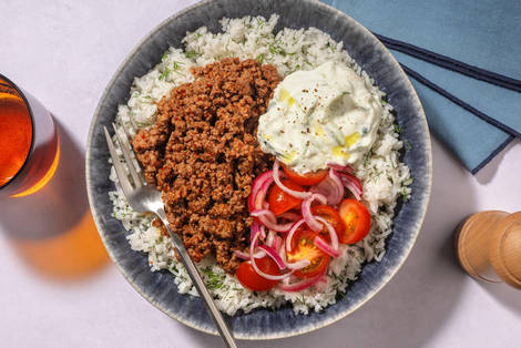 Medelhavsinspirerad nötfärs-bowl