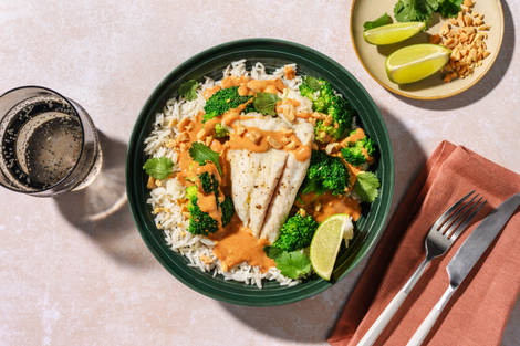 Hvid fisk i sataysauce