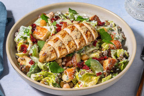 Warmer orientalischer Linsensalat & extra Bio-Hähnchen